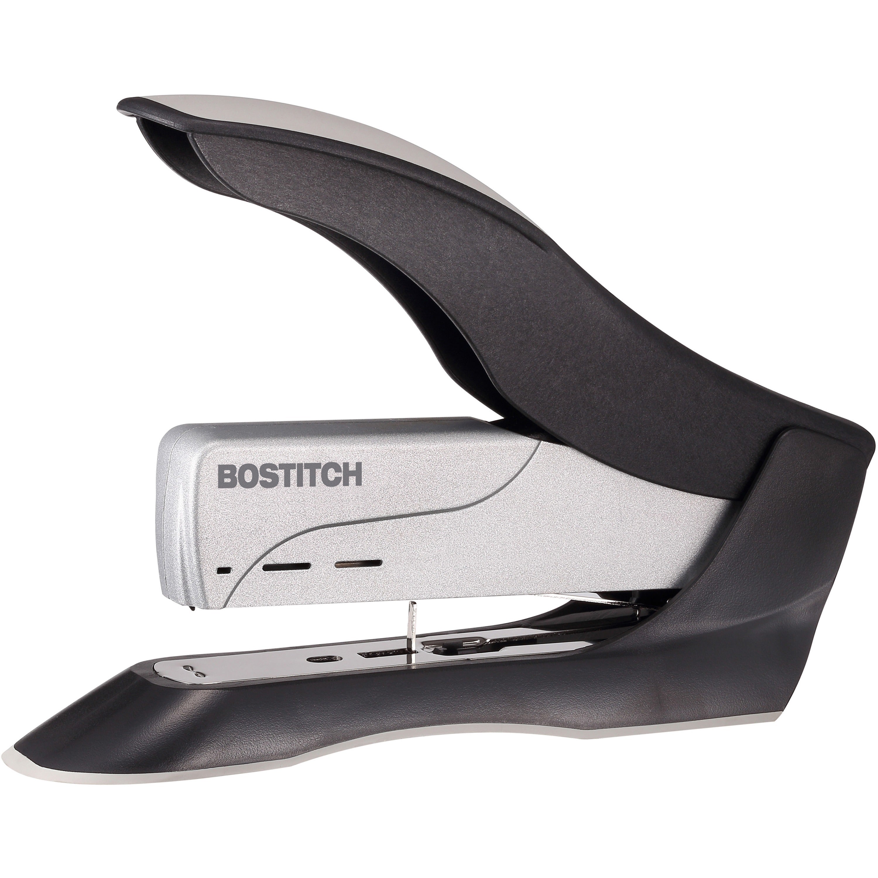 Bostitch Spring-Powered Antimicrobial Heavy Duty Stapler - Staples Upto 100 Sheet - Holds Upto 210 Staple - Full Strip - Staple Size: 0.50" - Black, Gray - Metal, Die-cast Metal - 1 Each