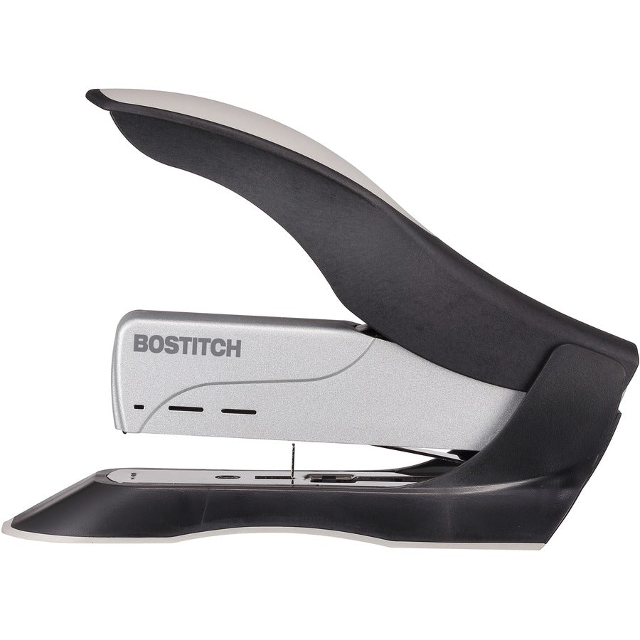 Bostitch Spring-Powered Antimicrobial Heavy Duty Stapler - Staples Upto 100 Sheet - Holds Upto 210 Staple - Full Strip - Staple Size: 0.50" - Black, Gray - Metal, Die-cast Metal - 1 Each