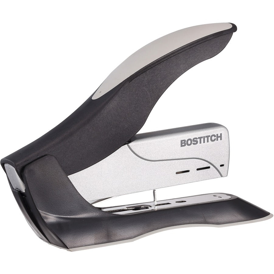 Bostitch Spring-Powered Antimicrobial Heavy Duty Stapler - Staples Upto 100 Sheet - Holds Upto 210 Staple - Full Strip - Staple Size: 0.50" - Black, Gray - Metal, Die-cast Metal - 1 Each