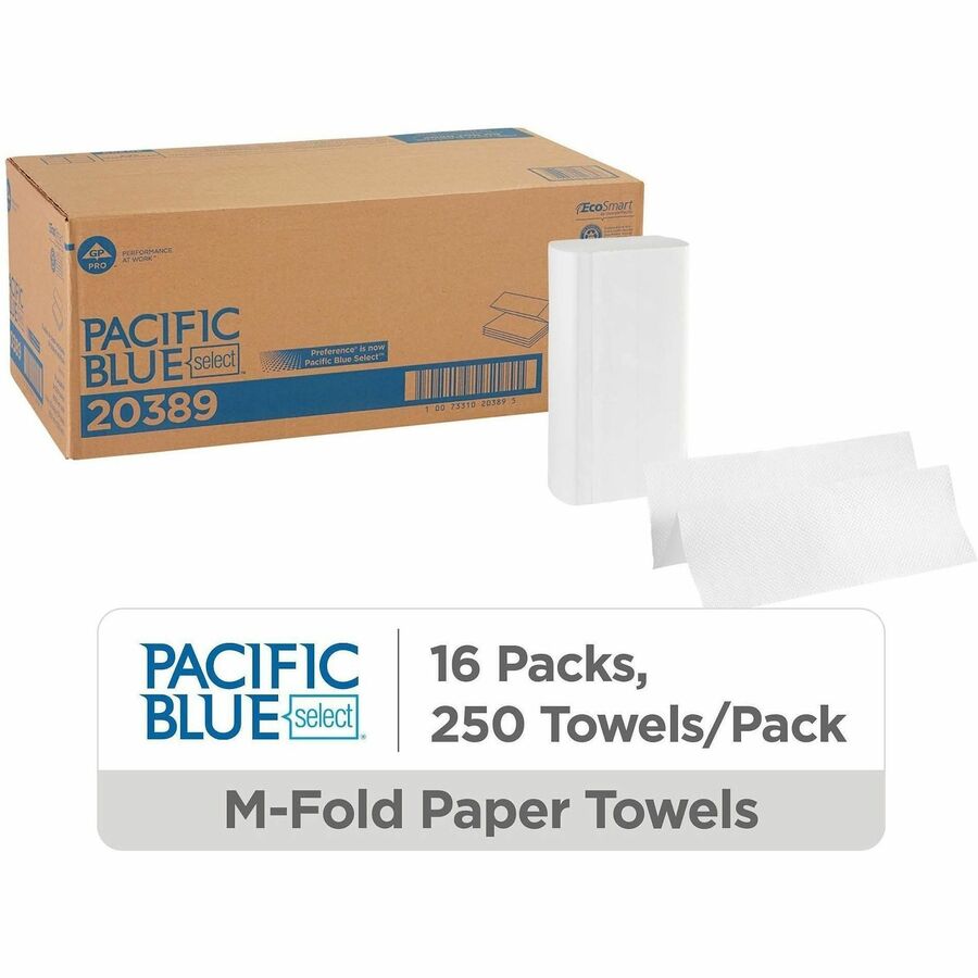 Pacific Blue Select Multifold Premium Paper Towels - 1 Ply - 9.20" Width x 9.40" Length - White - Paper - 250/Pack - 16 / Carton