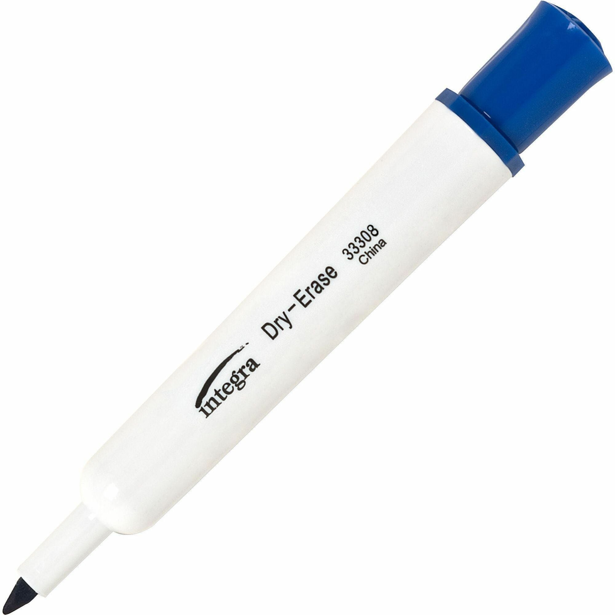 Integra Chisel Point Dry-erase Markers - Chisel, Bold Marker Point - Blue Ink - Fiber Tip - Writing - 1 Dozen
