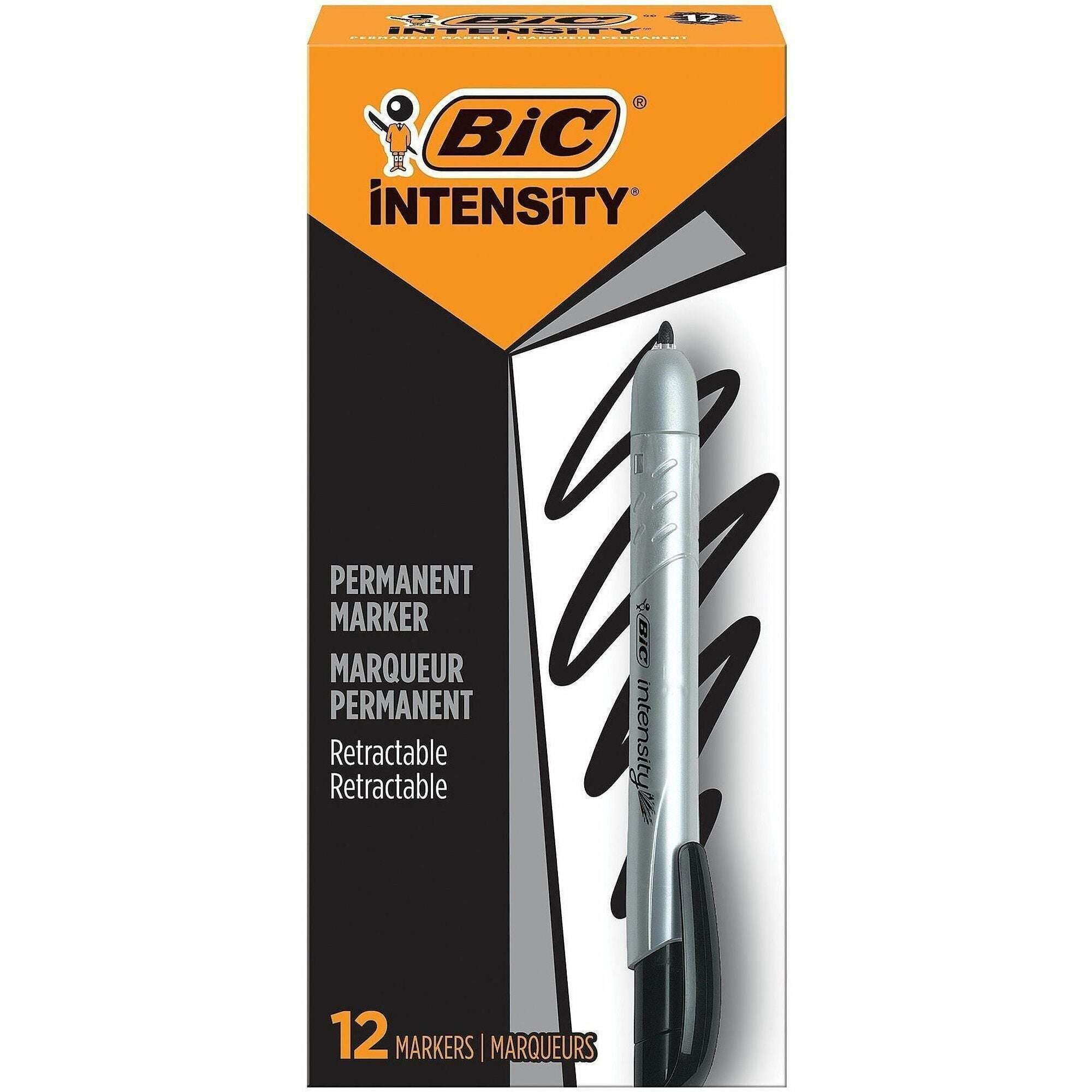 Fine Marker Point - Retractable - Black Ink - 1 Dozen