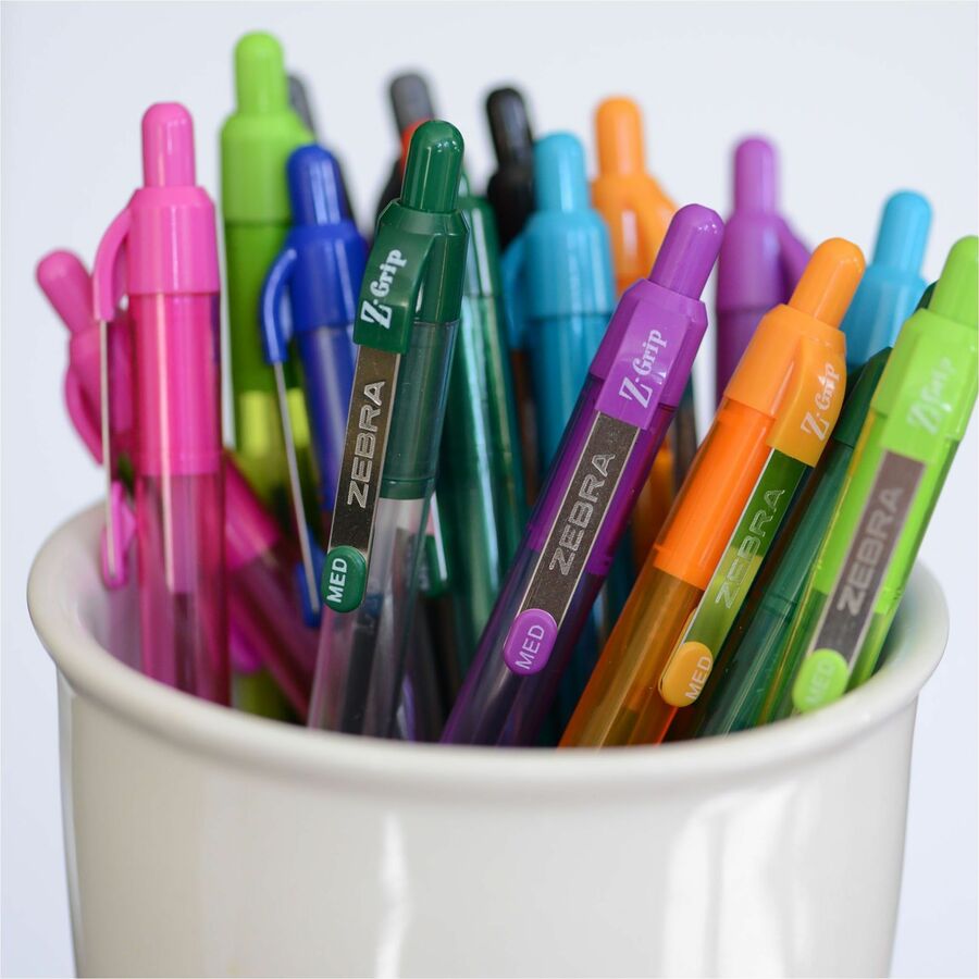 Zebra Z-Grip Retractable Ballpoint Pens - 1 mm Medium Pen Point - Retractable - Red Ink - Clear, Red Barrel - 1 Dozen