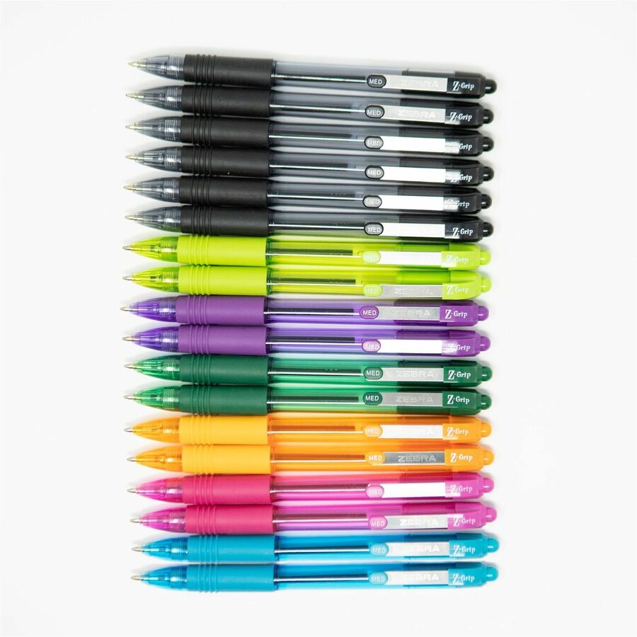 Zebra Z-Grip Retractable Ballpoint Pens - 1 mm Medium Pen Point - Retractable - Red Ink - Clear, Red Barrel - 1 Dozen