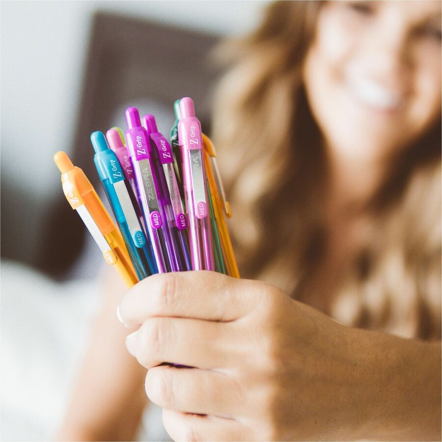 Zebra Z-Grip Retractable Ballpoint Pens - 1 mm Medium Pen Point - Retractable - Red Ink - Clear, Red Barrel - 1 Dozen