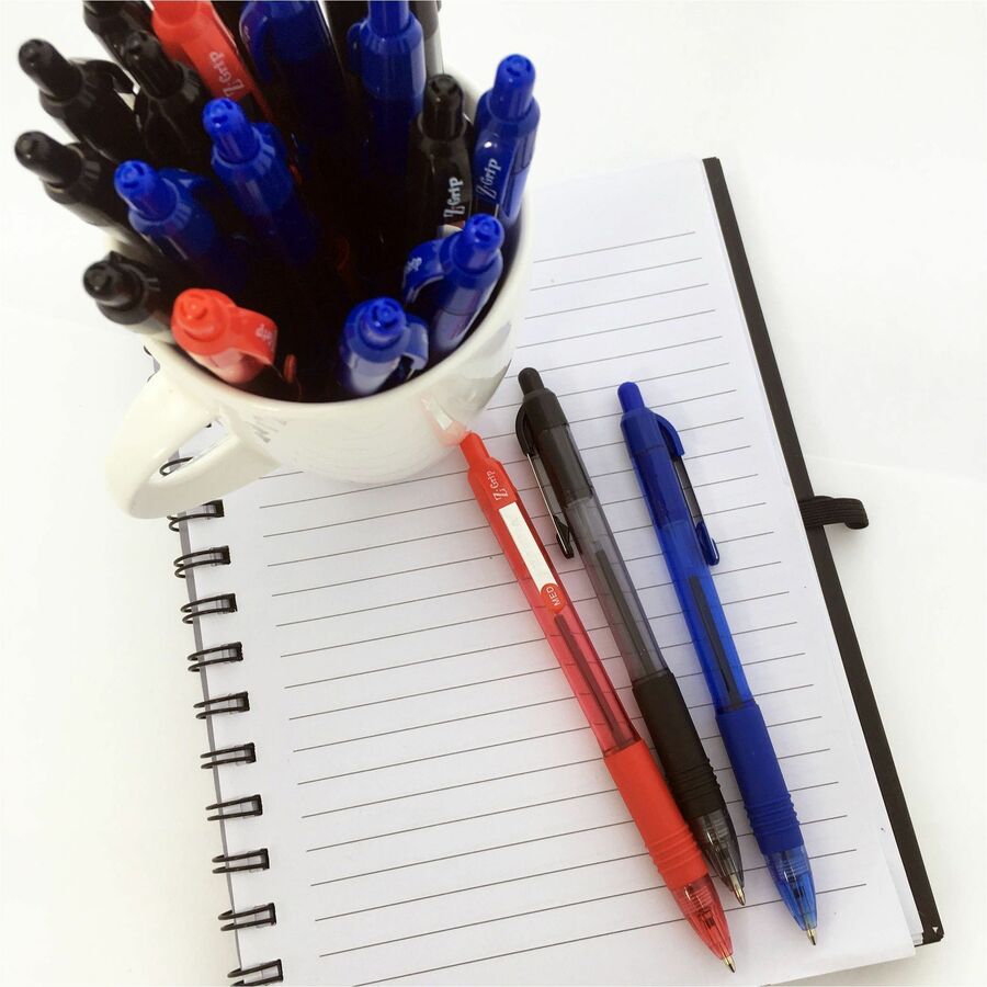 Zebra Z-Grip Retractable Ballpoint Pens - 1 mm Medium Pen Point - Retractable - Red Ink - Clear, Red Barrel - 1 Dozen