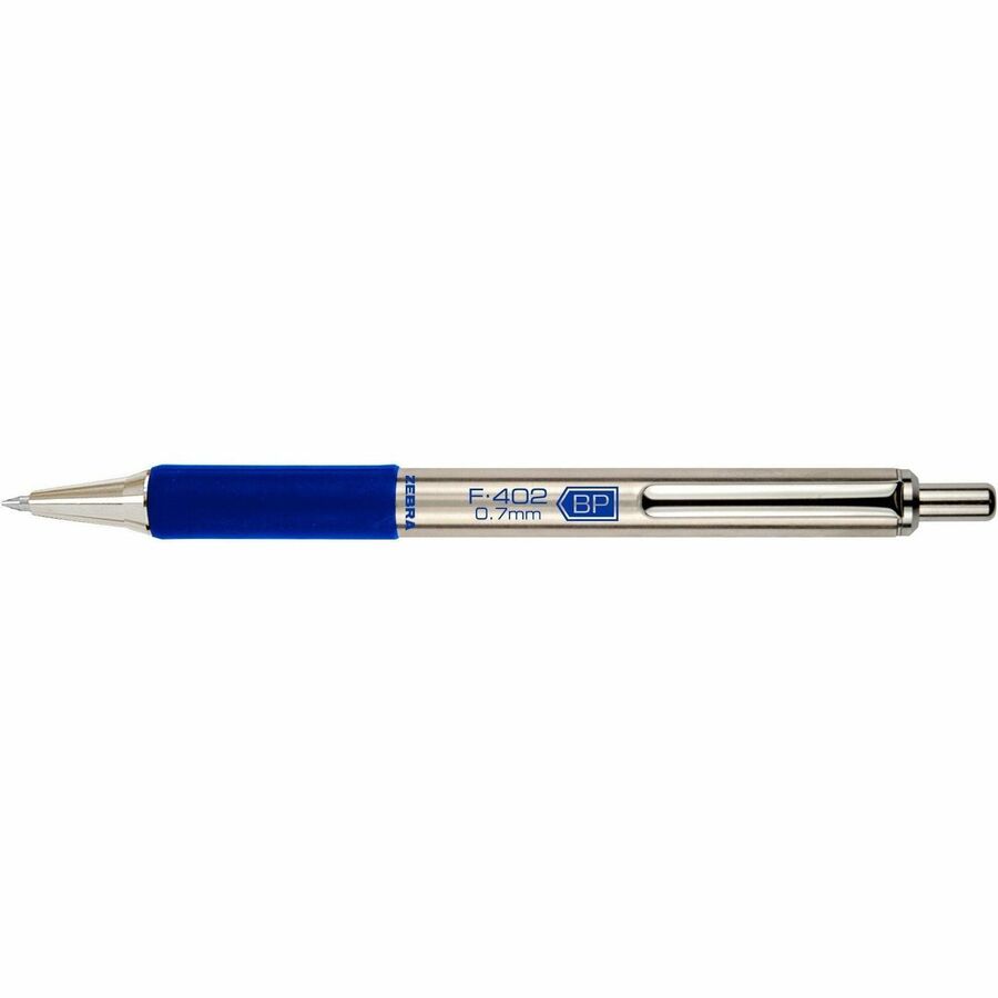0.7 mm Fine Pen Point - Refillable - Retractable - Blue Ink - Stainless Steel Barrel - 1 Each