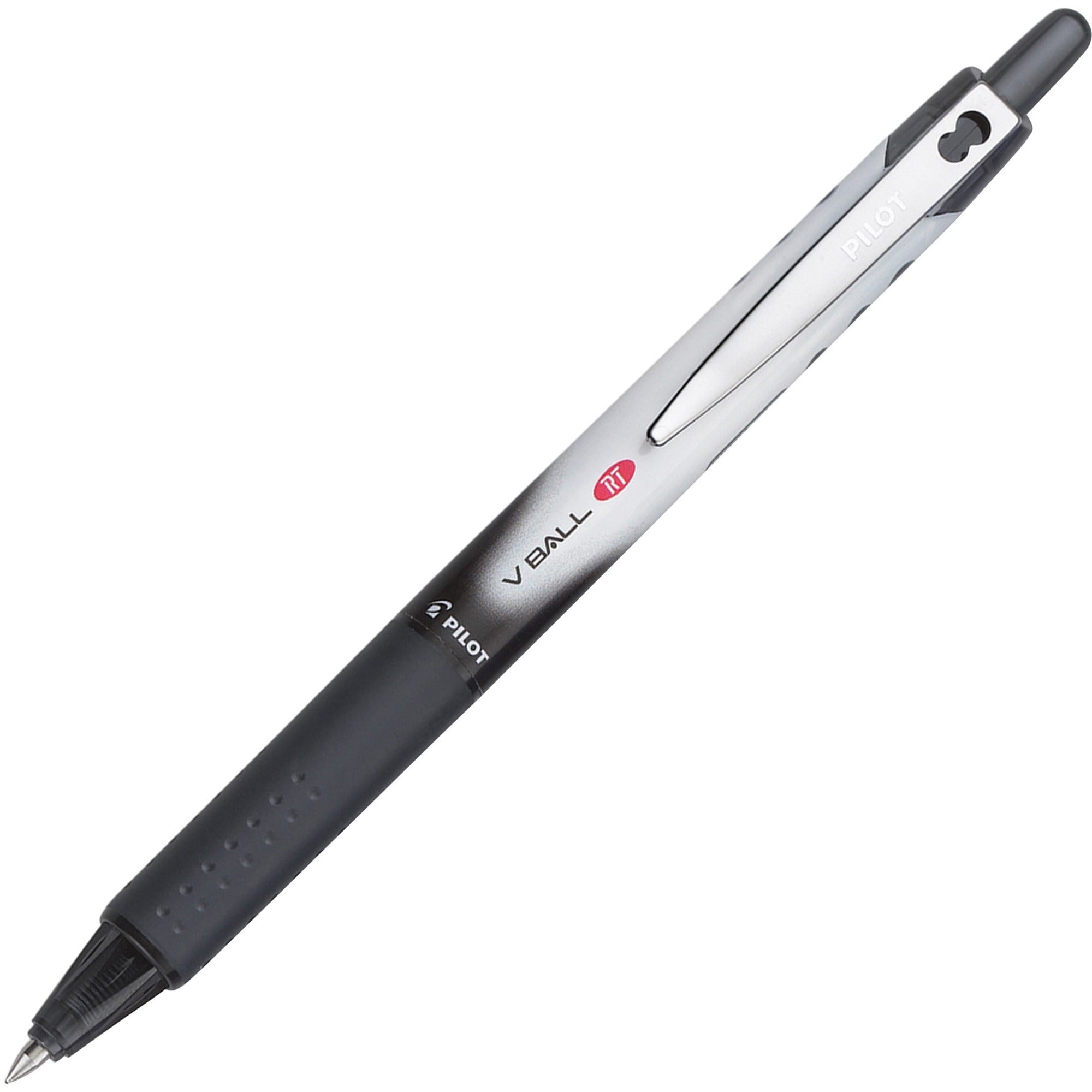 VBall RT Retractable Rolling Ball Pens - 0.5 mm Extra Fine Pen Point - Refillable - Retractable - Black Ink - Black Barrel - 12 / Box