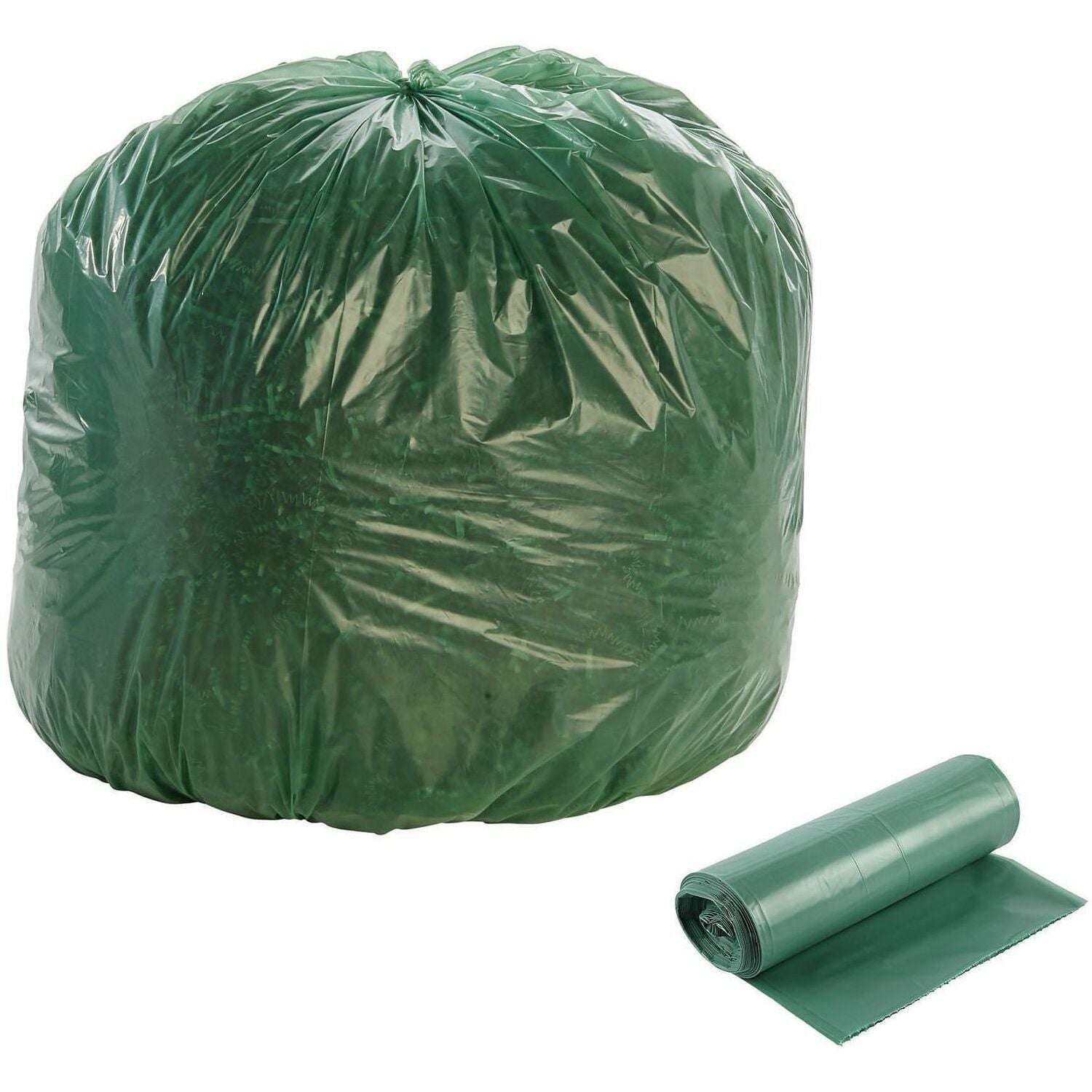 Stout Controlled Life-Cycle Plastic Trash Bags - 33 gal Capacity - 40" Length x 33" Width x 1.10 mil (28 Micron) Thickness - Green - Office Waste - 1 Carton