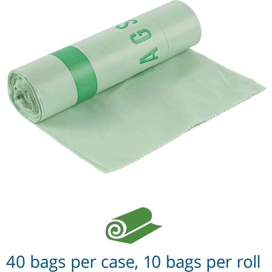 Stout EcoSafe Trash Bags - 32 gal Capacity - 48" Length x 33" Width x 0.85 mil (22 Micron) Thickness - Green - Plastic - 1 Carton