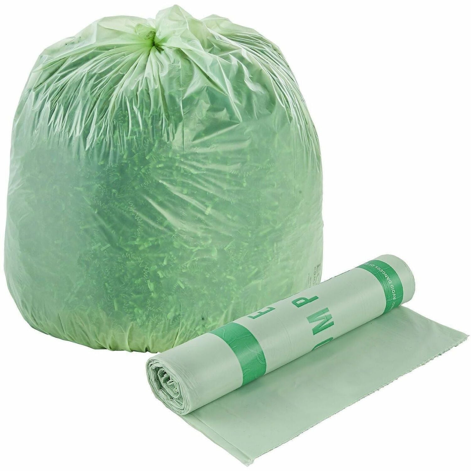 Stout EcoSafe Trash Bags - 48 gal Capacity - 48" Length x 42" Width x 0.85 mil (22 Micron) Thickness - Green - Plastic - 1 Carton