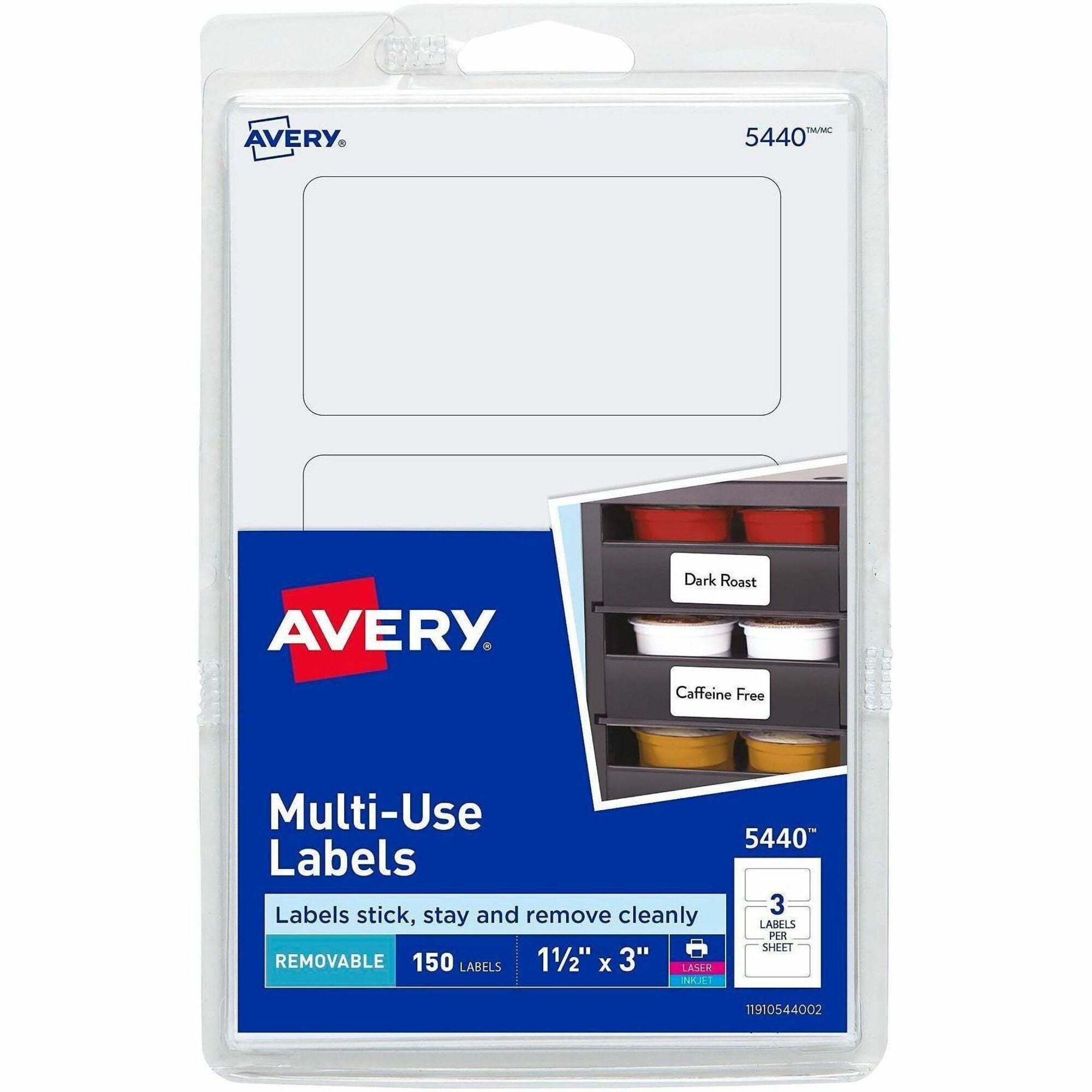 1 1/2" Height x 3" Width - Removable Adhesive - Rectangle - Laser, Inkjet - White - Paper - 3 / Sheet - 50 Total Sheets - 150 Total Label(s) - 150 / Pack