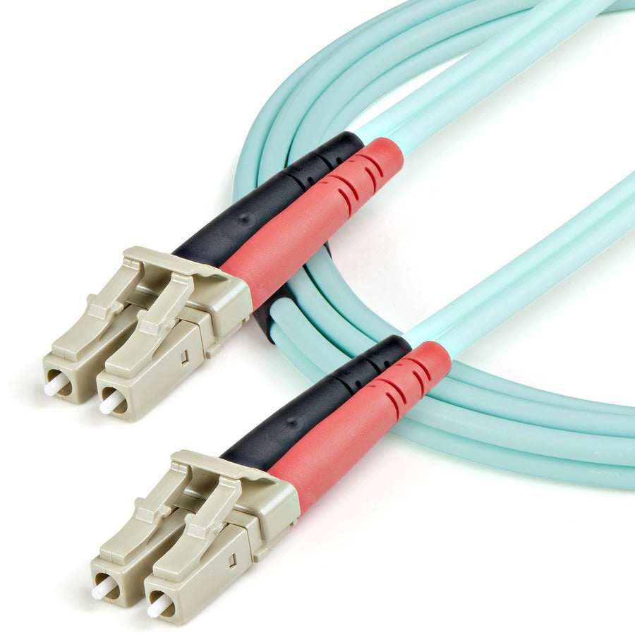 StarTech.com Fiber Optic Duplex Patch Cable, 3.28 ft, LC to LC, 10 Gbit/s, LSZH, 50/125 µm, Aqua, 1 Each