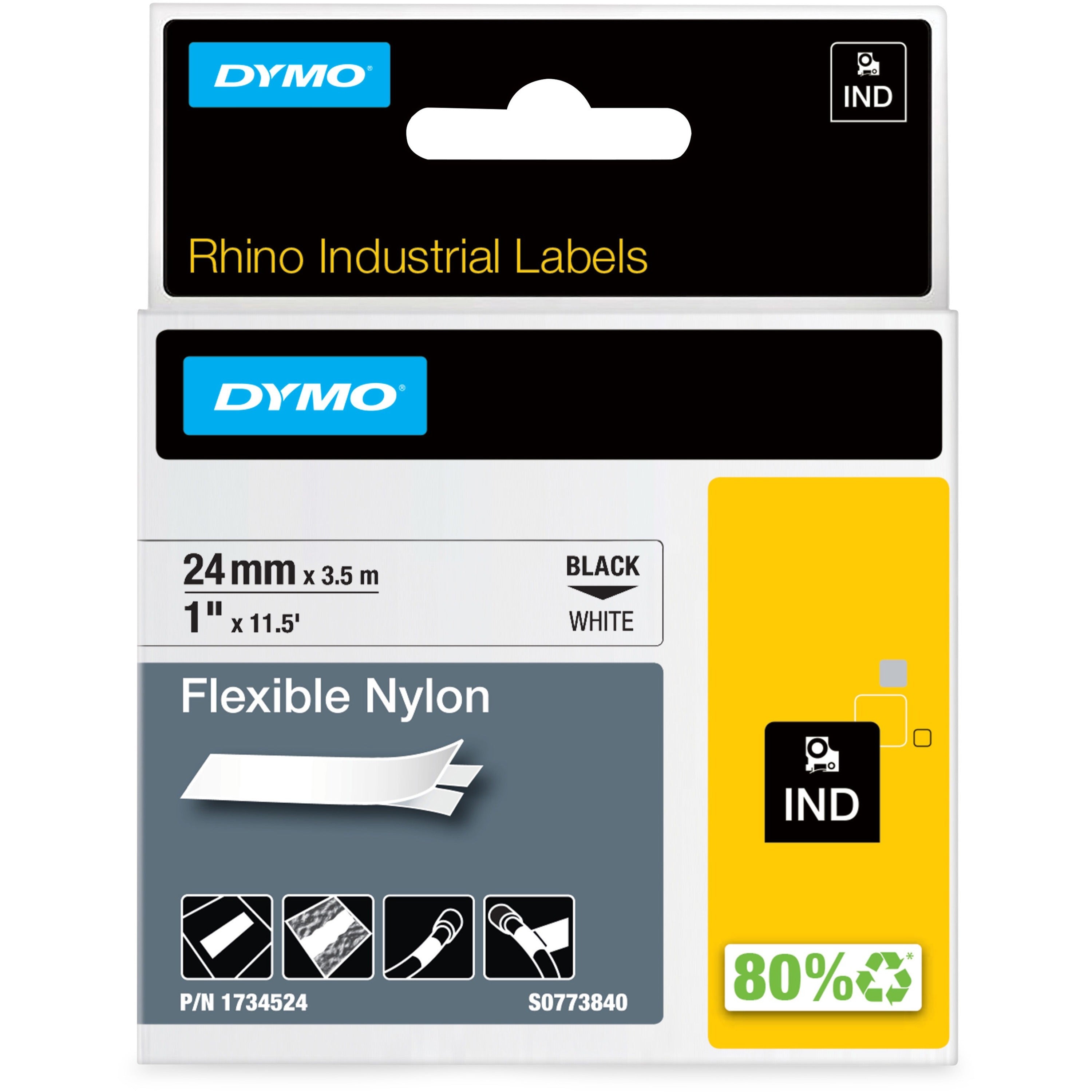 15/16" Width x 11 1/2 ft Length - Rectangle - Thermal Transfer - White - Nylon - 1 Each