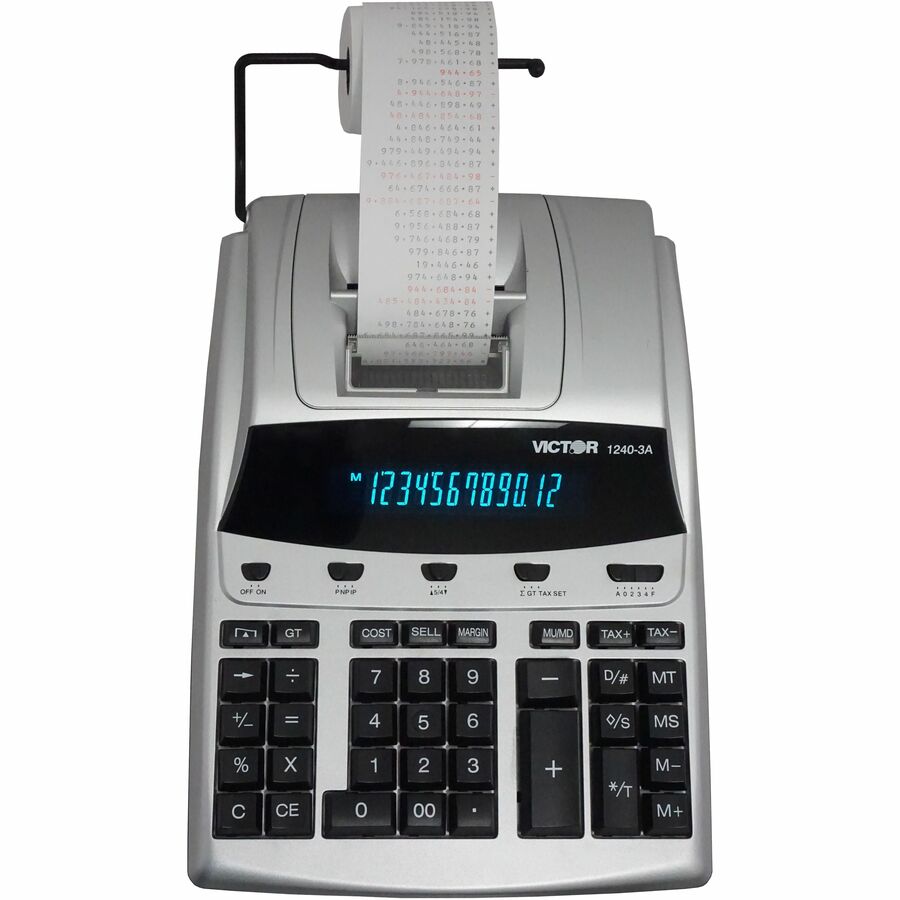 Dual Color Print - Dot Matrix - 4.3 lps - Big Display, Independent Memory - 12 Digits - Fluorescent - AC Supply/Power Adapter Powered - 3.3" Height x 9" Width x 12.8" Length - White - 1 Each