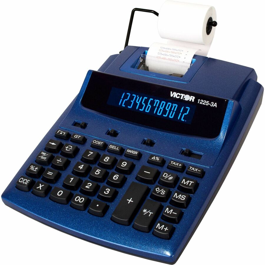 Dual Color Print - 3 lps - Big Display, Clock, Date - 0.75" - 12 Digits - Fluorescent - AC Supply/Power Adapter Powered - 4 x AA - 2.5" Height x 7.8" Width x 9.8" Length - White - 1 Each