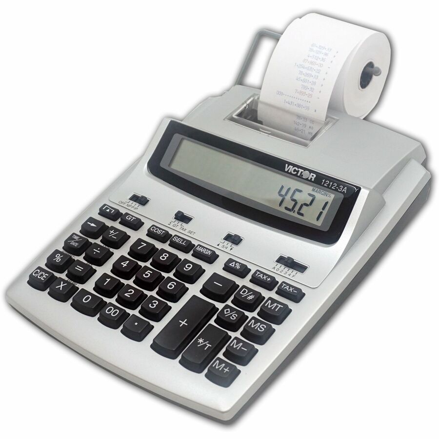 Extra Large Display, Date, Clock, Environmentally Friendly, Item Count, 4-Key Memory, Independent Memory, Dual Power - Battery/Power Adapter Powered - 2.5" Height x 7.8" Width x 9.8" Length - White, Silver - Plastic - 1 Each