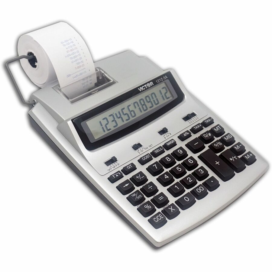 Extra Large Display, Date, Clock, Environmentally Friendly, Item Count, 4-Key Memory, Independent Memory, Dual Power - Battery/Power Adapter Powered - 2.5" Height x 7.8" Width x 9.8" Length - White, Silver - Plastic - 1 Each