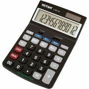 Easy-to-read Display, Auto Power Off - 12 Digits - LCD - Battery/Solar Powered - 1.1" Height x 4" Width x 6.5" Length - Black - Plastic - 1 Each