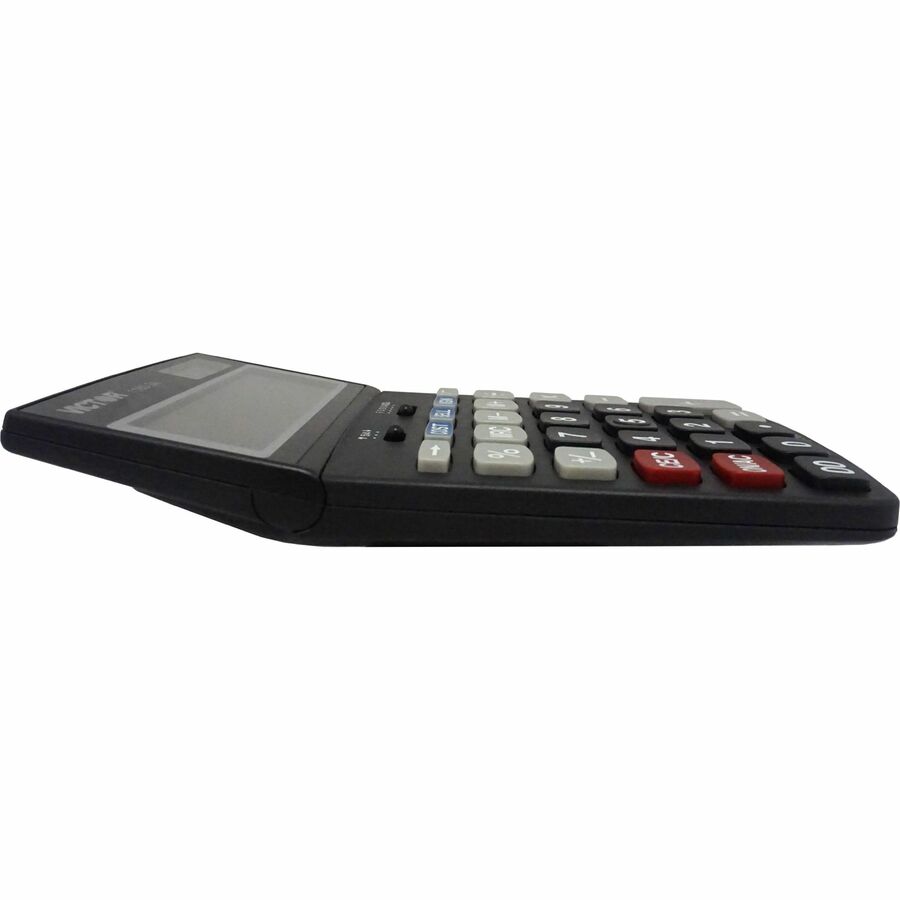 Easy-to-read Display, Auto Power Off - 12 Digits - LCD - Battery/Solar Powered - 1.1" Height x 4" Width x 6.5" Length - Black - Plastic - 1 Each