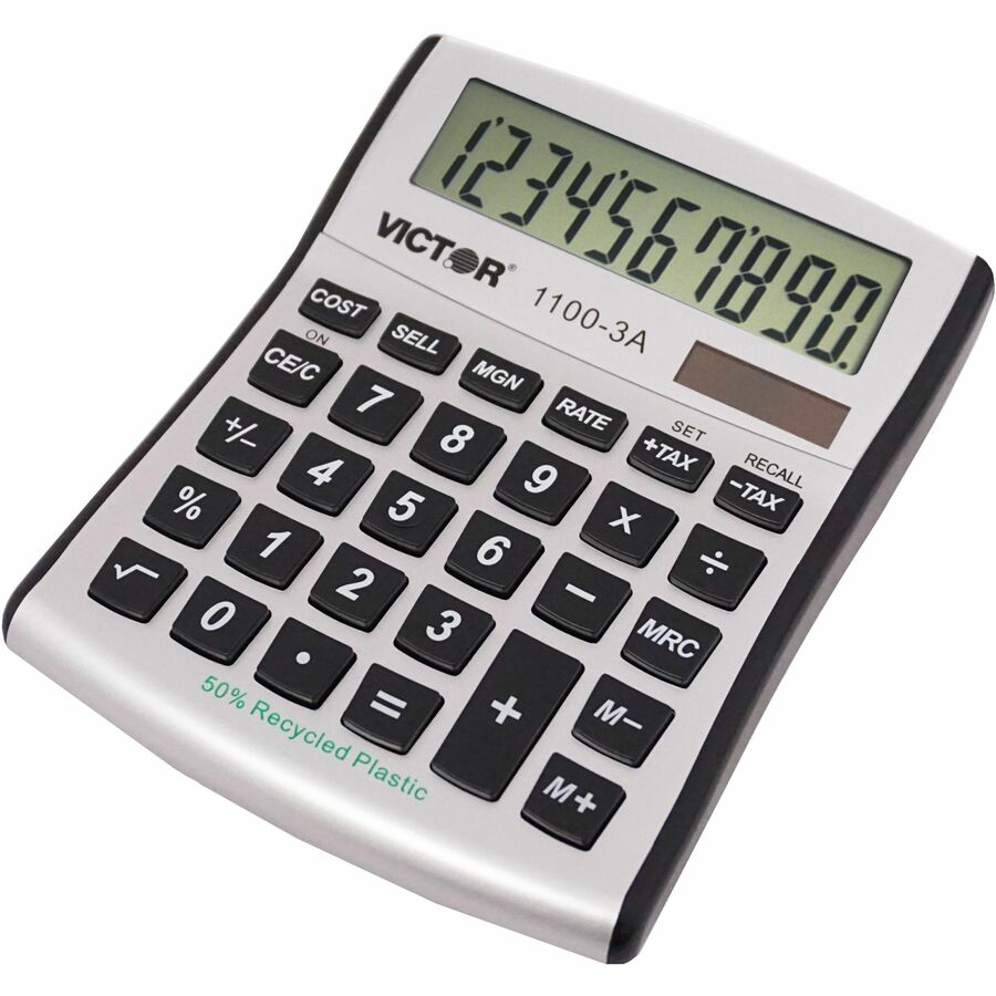 Large Display, Angled Display, Dual Power, Independent Memory, Environmentally Friendly, Battery Backup - Battery/Solar Powered - Battery Included - 1.1" Height x 4.5" Width x 5" Depth x 5" Length - White, Blue, Silver - Plastic - 1 Each