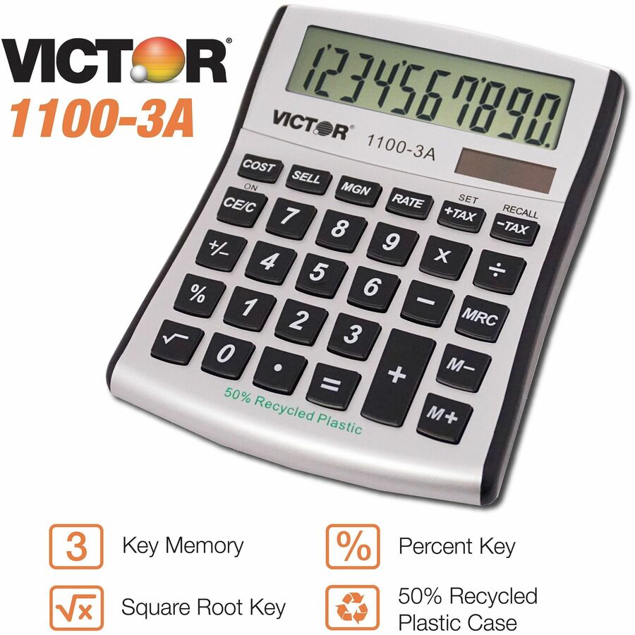 Large Display, Angled Display, Dual Power, Independent Memory, Environmentally Friendly, Battery Backup - Battery/Solar Powered - Battery Included - 1.1" Height x 4.5" Width x 5" Depth x 5" Length - White, Blue, Silver - Plastic - 1 Each