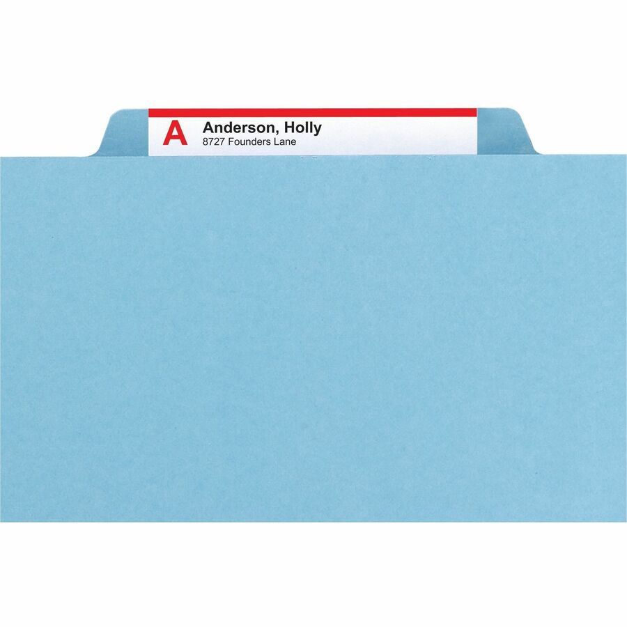 Smead SafeSHIELD 2/5 Tab Cut Letter Size Recycled Classification Folders, 2" Expansion, 2 Fasteners, 2 Dividers, Pressboard, Assorted Colors, Heavy Duty, 10/Box