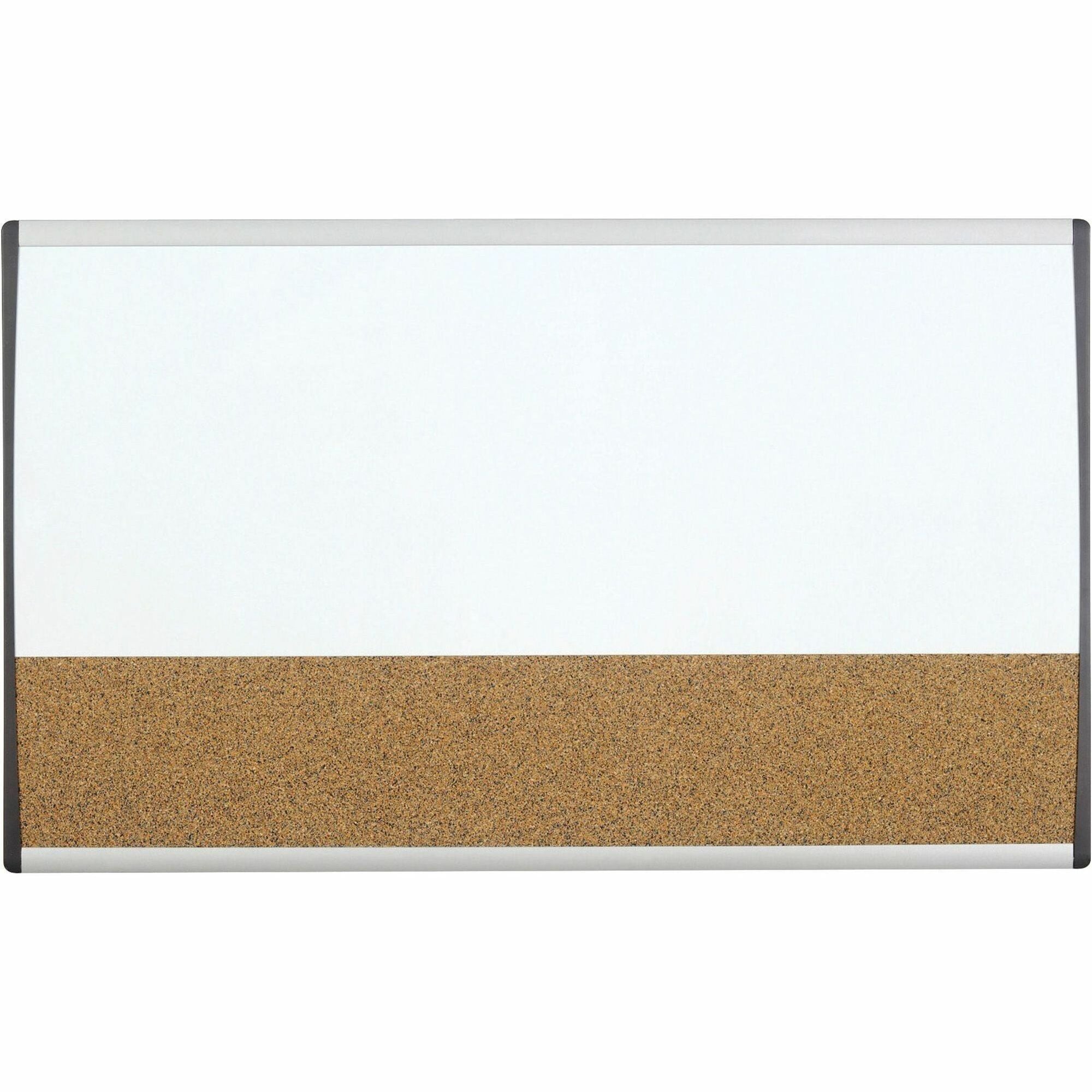 30" (2.5 ft) Width x 18" (1.5 ft) Height - White Cork Surface - Silver Aluminum Frame - Horizontal - Magnetic - 1 Each