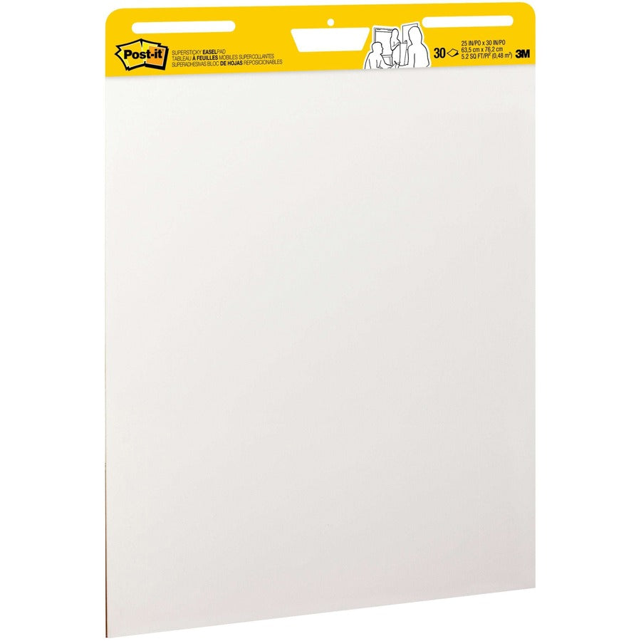 Post-it® Self-Stick Easel Pad Value Pack, 25" x 30", White, 30 Sheets per Pad, 6 Pads per Carton, Stapled, Cardboard Cover, Repositionable, Bleed-Free, Sturdy Back