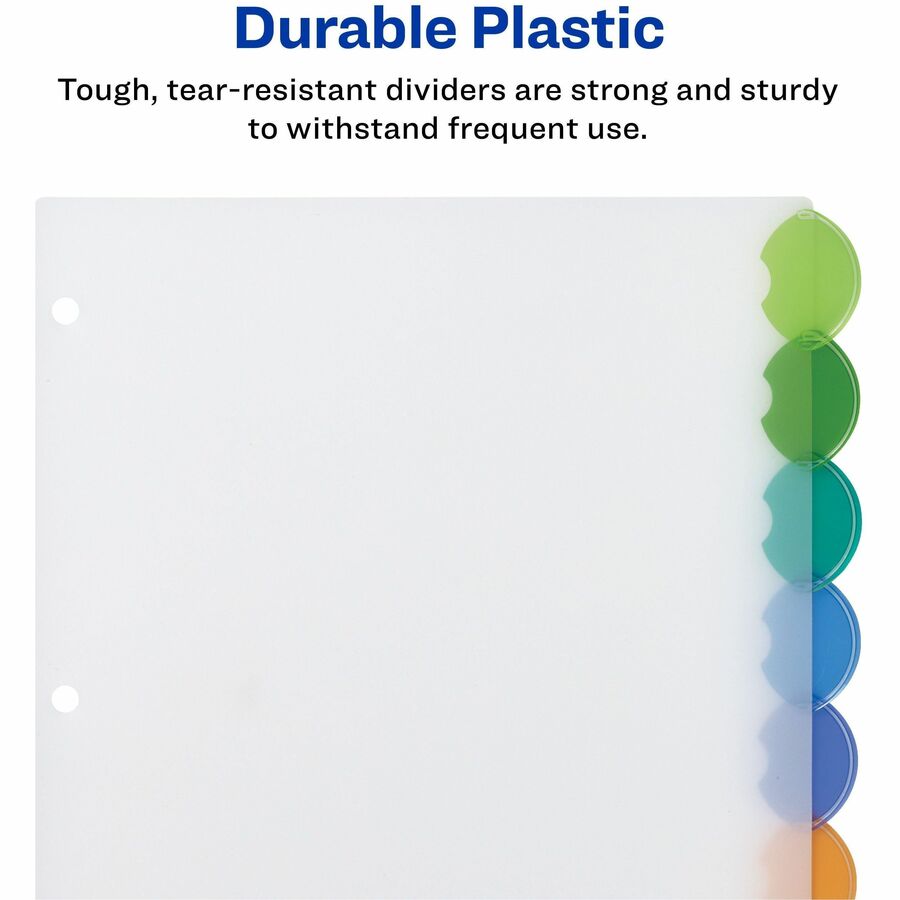 8 x Divider(s) - 8 - 8 Tab(s)/Set - 8.5" Divider Width x 11" Divider Length - 3 Hole Punched - Translucent Plastic Divider - Multicolor Plastic Tab(s) - Customizable, Hole-punched, Insertable, Sturdy, Durable, Tear Resistant - 8 / Set