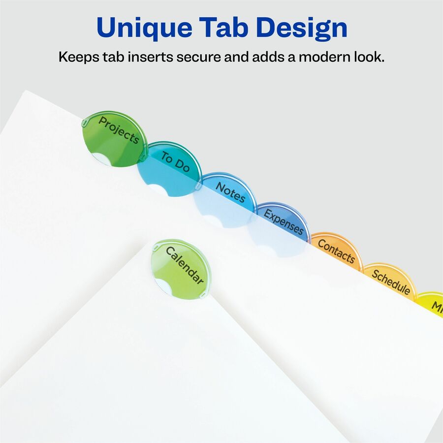 8 x Divider(s) - 8 - 8 Tab(s)/Set - 8.5" Divider Width x 11" Divider Length - 3 Hole Punched - Translucent Plastic Divider - Multicolor Plastic Tab(s) - Customizable, Hole-punched, Insertable, Sturdy, Durable, Tear Resistant - 8 / Set