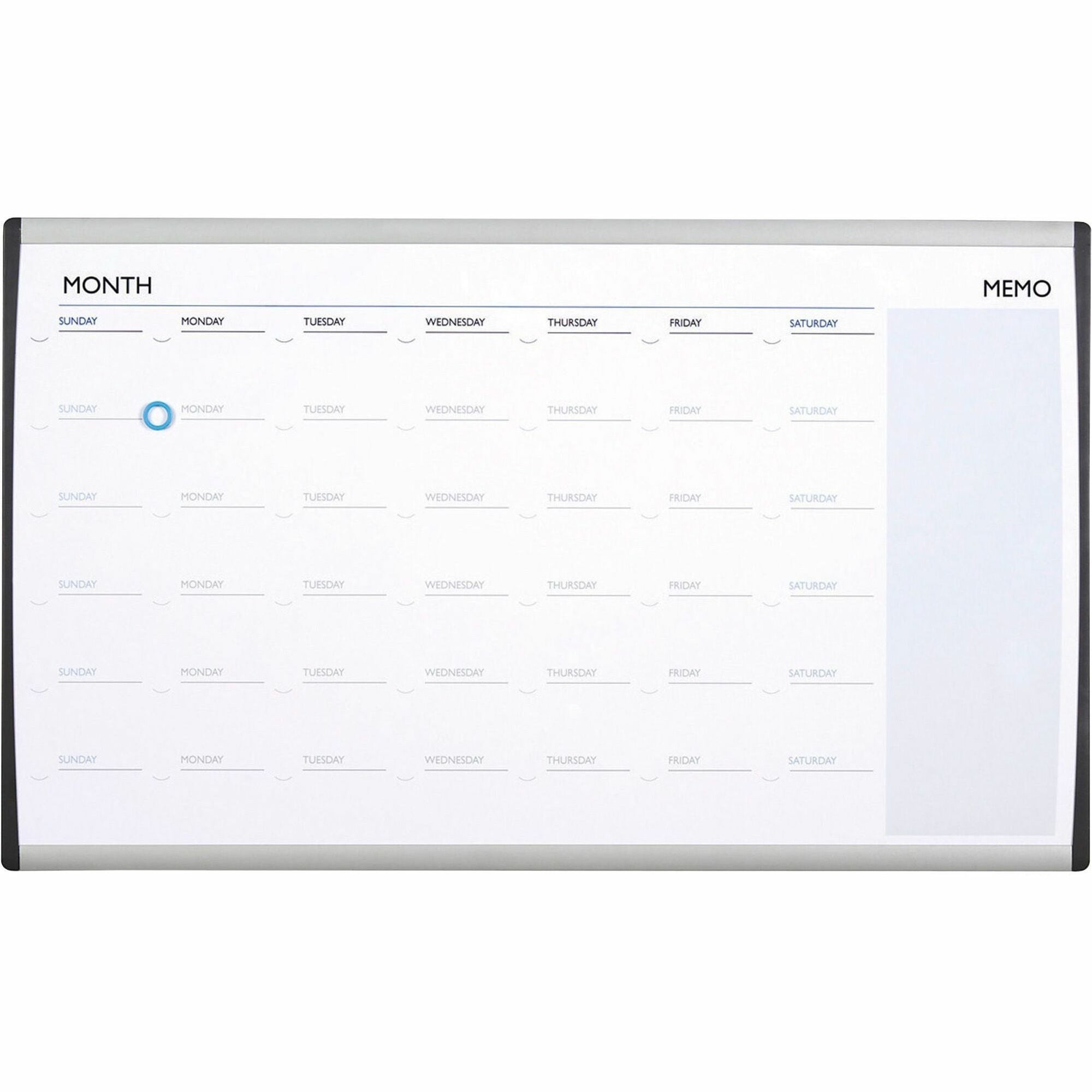 18" Board Height x 30" Board Width - White Natural Cork Surface - Magnetic, Calendar, Durable, Lightweight - Silver Aluminum Frame - 1 Each
