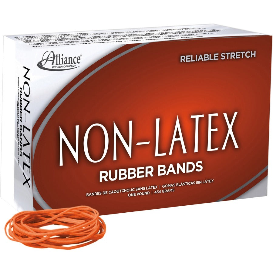 Alliance Rubber Rubber Bands - Size: #19 - 3.5" Length x 0.1" Width - Latex-free, Stretchable - Synthetic Rubber - Orange - 1440 / Box