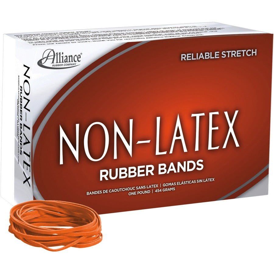 Alliance Rubber Rubber Bands - Size: #33 - 3.5" Length x 0.1" Width - Latex-free, Stretchable - Orange - 720 / Box