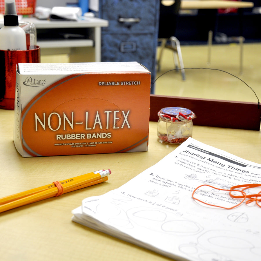 Alliance Rubber Rubber Bands - Size: #64 - 3.5" Length x 0.3" Width - Latex-free, Stretchable - Synthetic Rubber - Orange - 380 / Box
