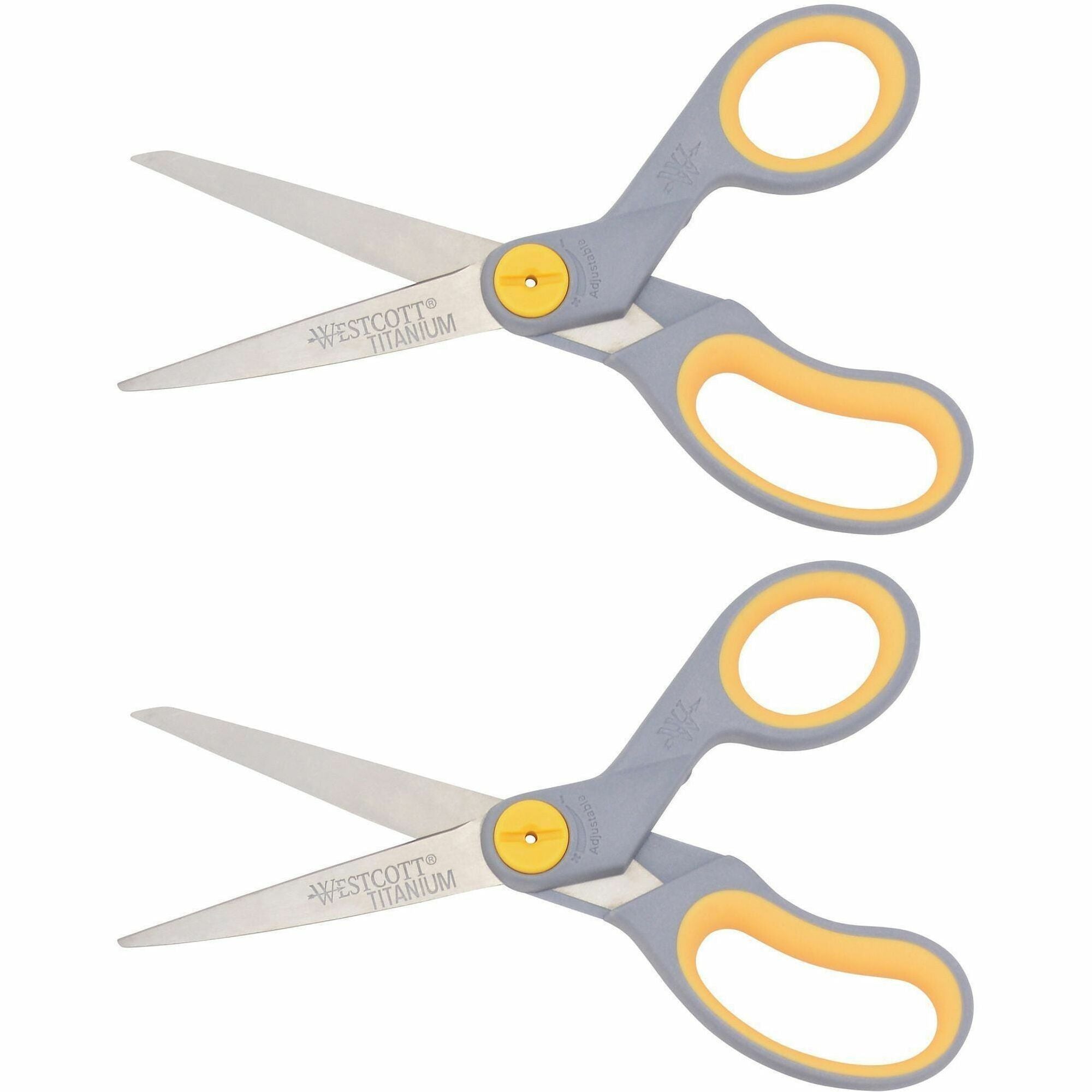 8" Overall Length - Straight-left/right - Titanium - Pointed Tip - Gray/Yellow - 2 / Pack