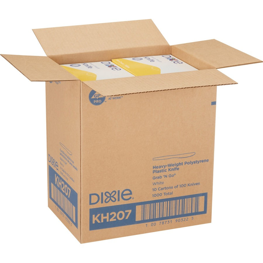Dixie Heavyweight Disposable Knives Grab-N-Go by GP Pro - Knife - 100 x Knife - White - 100 / Box