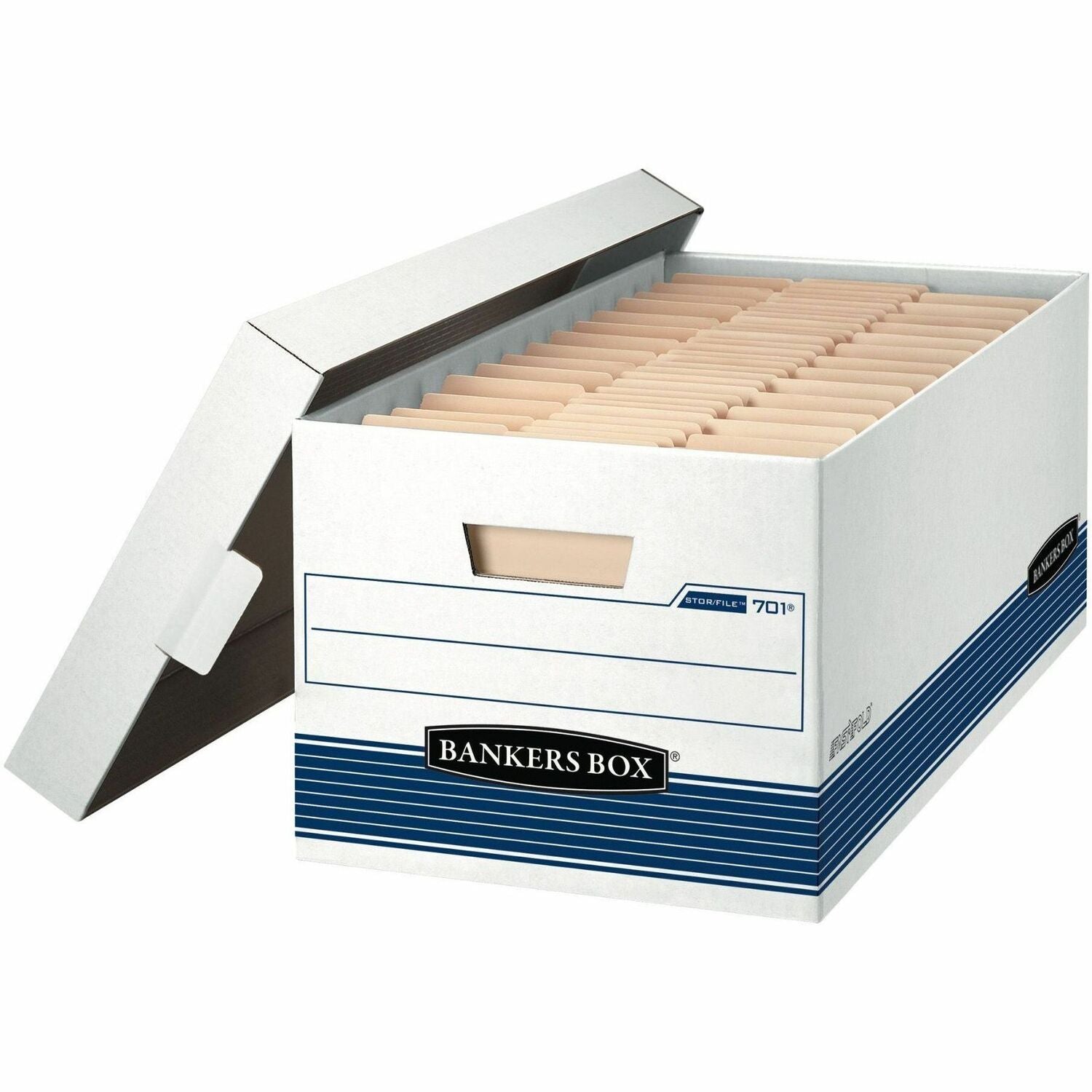 Internal Dimensions: 12" Width x 24" Depth x 10" Height - External Dimensions: 12.9" Width x 25.4" Depth x 10.3" Height - 650 lb - Media Size Supported: Letter - Lift-off Closure - Medium Duty - Stackable - White, Blue - For File - Recycled - 4 / Carton