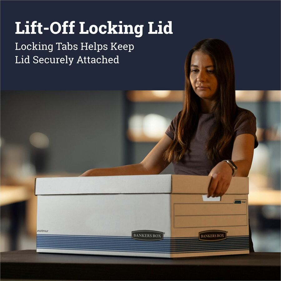 Internal Dimensions: 15" Width x 24" Depth x 10" Height - External Dimensions: 15.9" Width x 25.4" Depth x 10.3" Height - 700 lb - Media Size Supported: Legal - Lift-off Closure - Medium Duty - Stackable - White, Blue - For File - Recycled - 4 / Carton