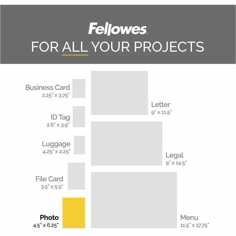 Fellowes Photo Card Glossy Thermal Laminating Pouches - Sheet Size Supported: Photo-size - Laminating Pouch/Sheet Size: 6.25" Width x 5 mil Thickness - Type G - Glossy - for Document, Photo - Durable - Clear - 1 Pack