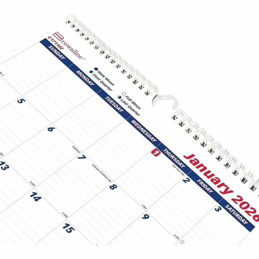 Julian Dates - Monthly - 1 Year - January 2026 to December 2026 - 1 Month Single Page Layout - 12" x 17" Sheet Size - Twin Wire - White - 1 Each