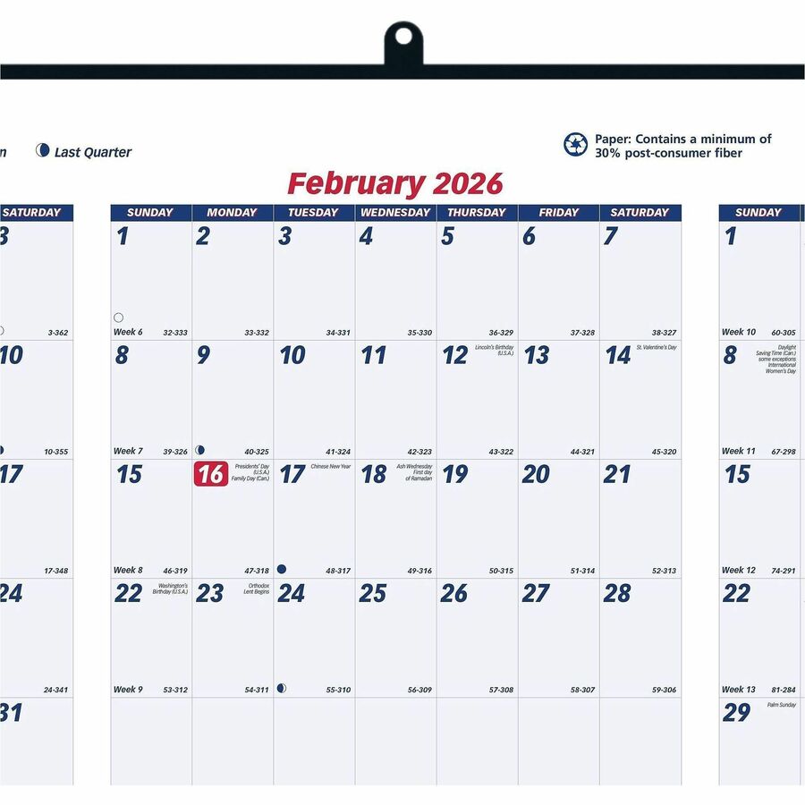 Yearly - 1 Year - January 2026 to December 2026 - 1 Year Single Page Layout - 24" x 36" Sheet Size - White - Paper - 1 Each