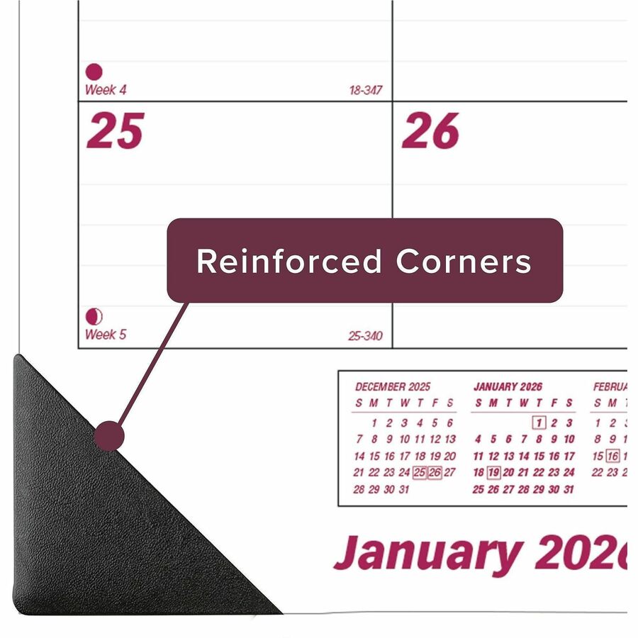 Julian Dates - Monthly - 1 Year - January 2026 to December 2026 - 1 Month Single Page Layout - 22" x 17" Sheet Size - Desk Pad - White - Paper - Eyelet, Tear-off, Reinforced - 1 Each