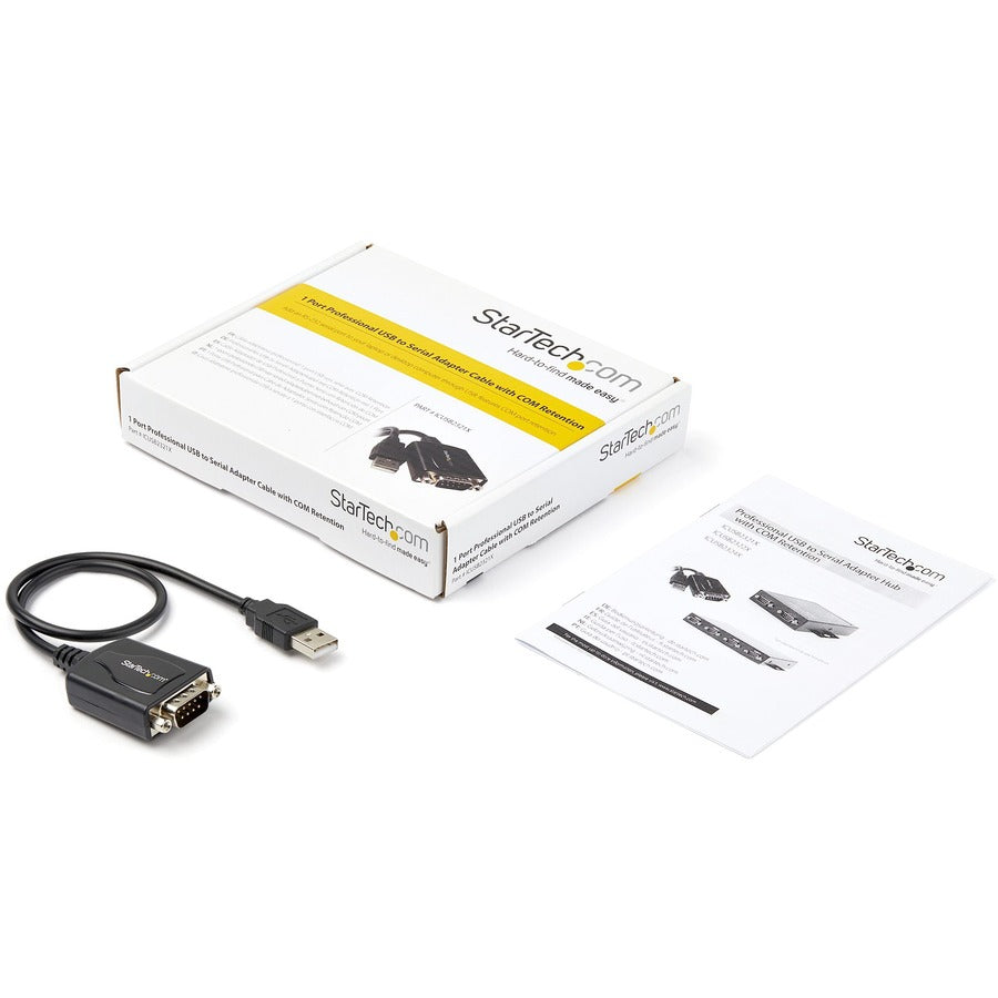 StarTech.com 1 Port Professional USB to Serial Adapter Cable with COM Retention