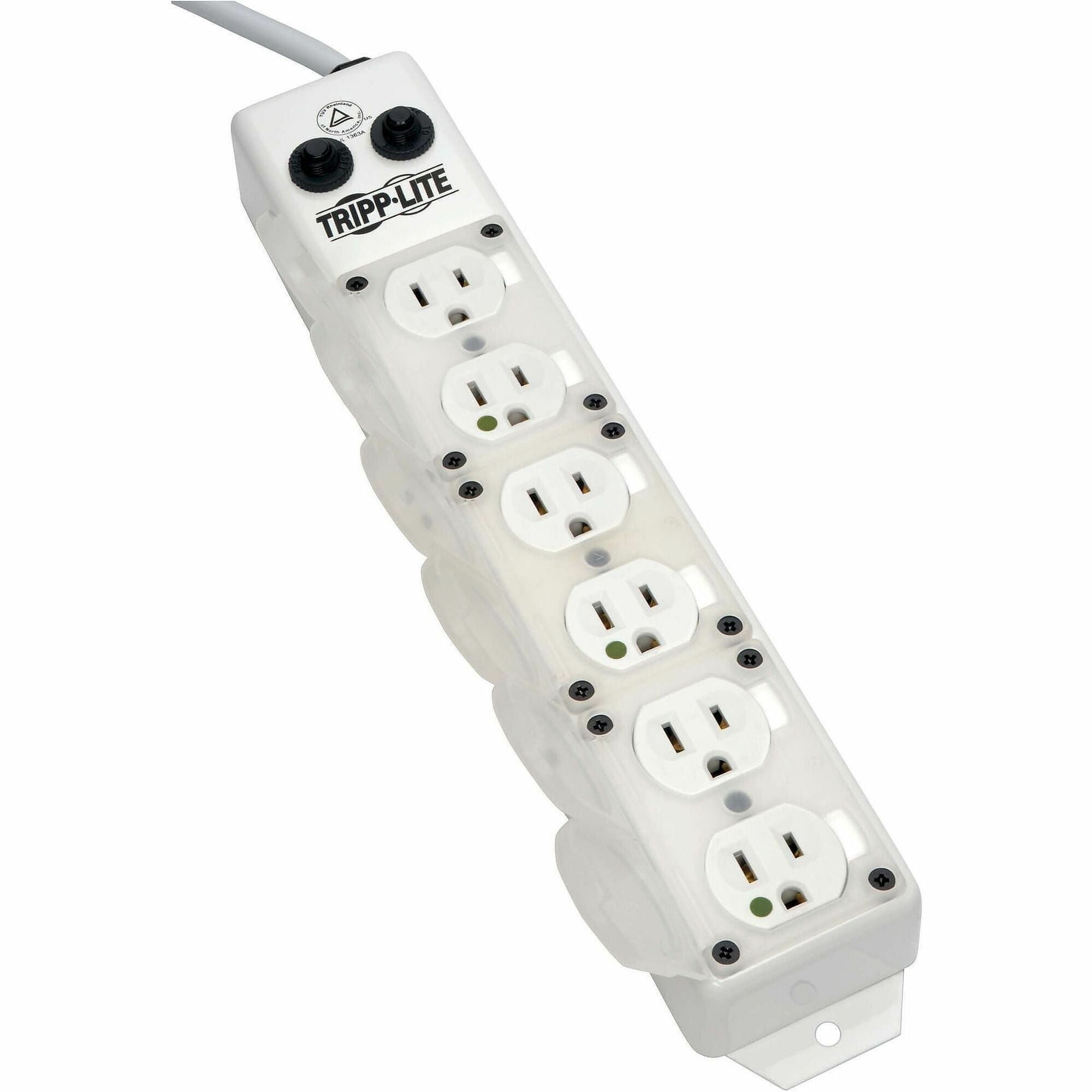 NEMA 5-15P-HG - 6 x NEMA 5-15R-HG - 15 ft Cord - 15 A Current - 120 V AC Voltage - White