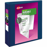 Avery Durable View Binder, 2" Slant Rings, Letter Size, 530 Sheet Capacity, 2 Internal Pockets, Navy Blue, 1 Each