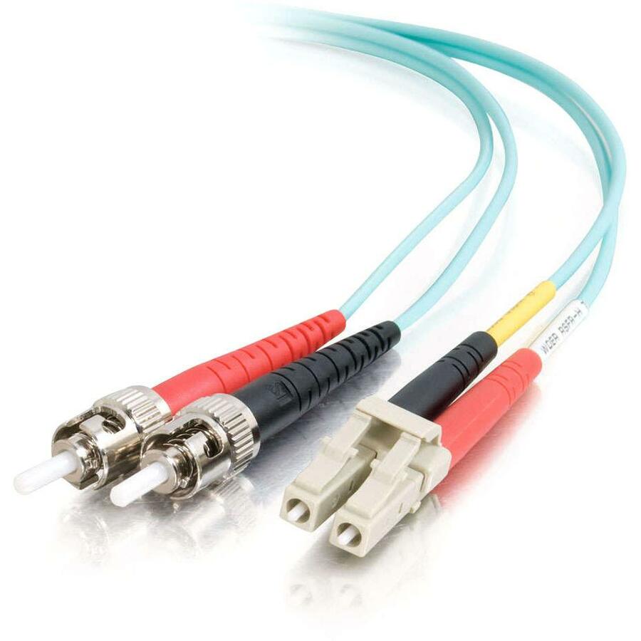 C2G 1m LC-ST 10Gb 50/125 OM3 Duplex Multimode PVC Fiber Optic Cable - Aqua