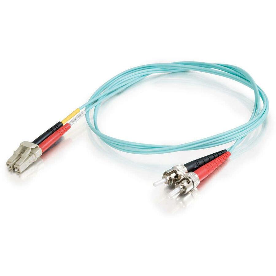 C2G 1m LC-ST 10Gb 50/125 OM3 Duplex Multimode PVC Fiber Optic Cable - Aqua