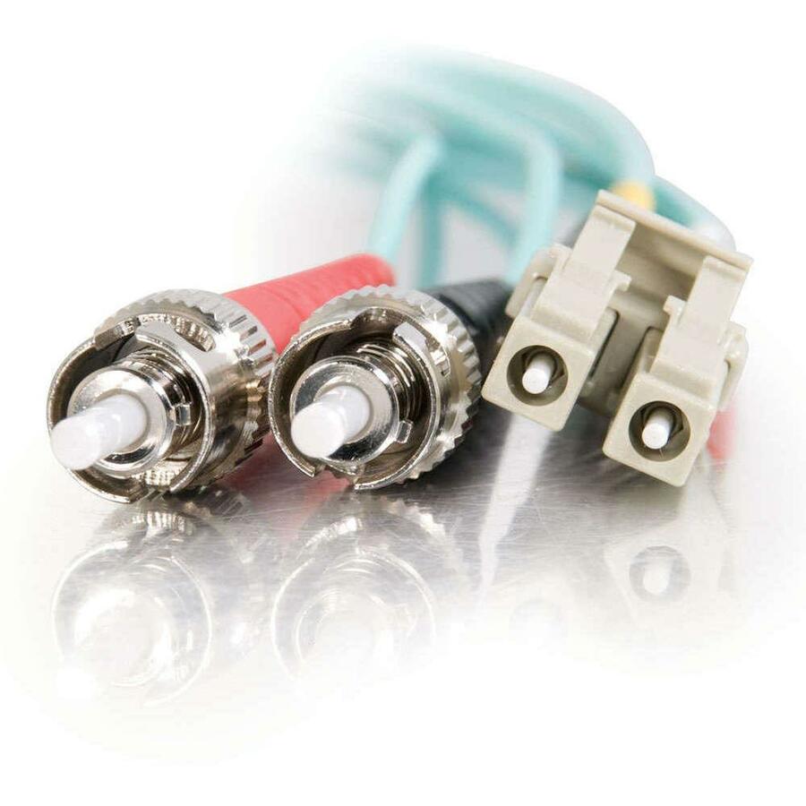 C2G 1m LC-ST 10Gb 50/125 OM3 Duplex Multimode PVC Fiber Optic Cable - Aqua