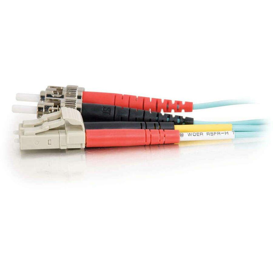 C2G 1m LC-ST 10Gb 50/125 OM3 Duplex Multimode PVC Fiber Optic Cable - Aqua